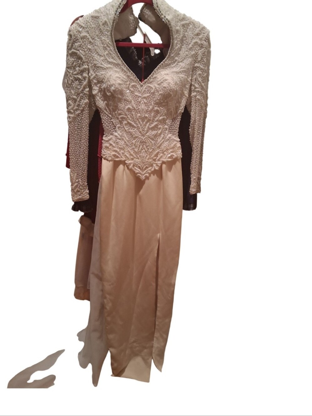 Ivory Beaded Long Sleeve Wedding Dress